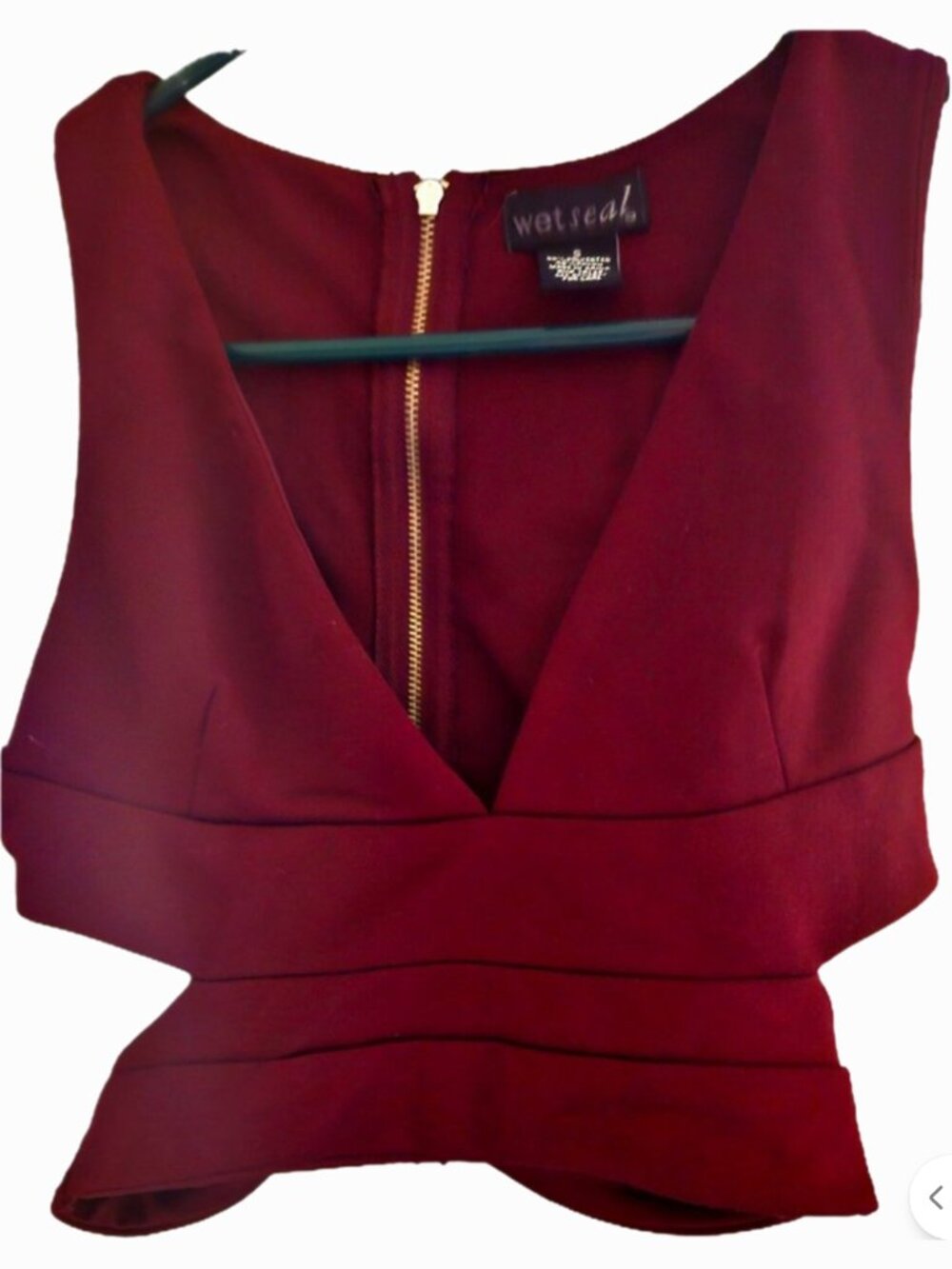 Wet Seal Side Cut Out Crop Top Burgundy Size S